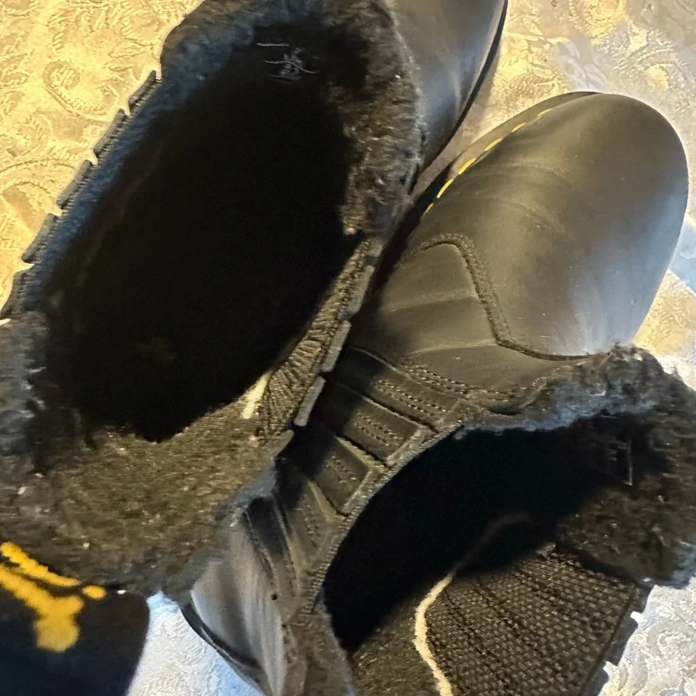 Dr. Martens Black Leather Chelsea Ankle Boots with Yellow Stitching